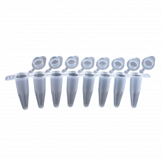 8-well PCR Tube Strips 0.2 mL with single flat caps